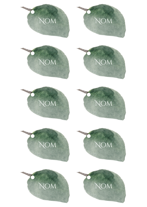 Marque-place en forme de feuille d'eucalyptus | 7,5x5,5 CM