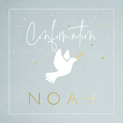 Faire-part de confirmation avec une colombe et des dorures
