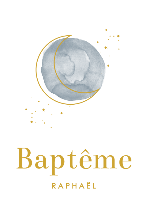 Faire-part de baptême avec lune et étoiles
