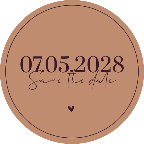 Save the date élégante et ronde avec un fond marron clair