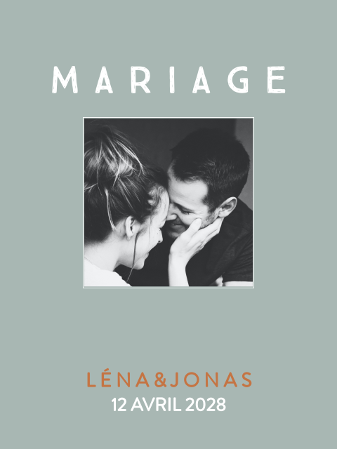 Affiche avec photo sur fond bleu gris