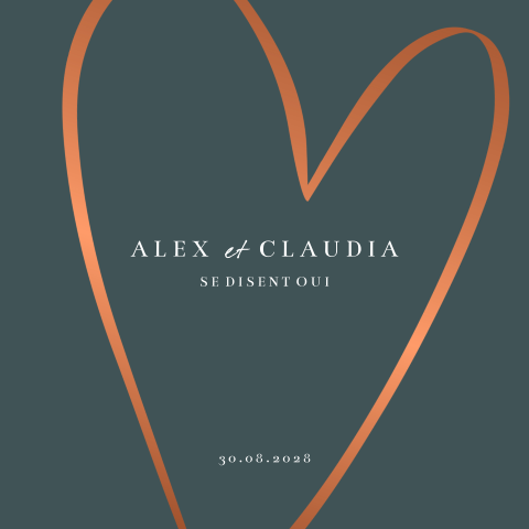 Faire-part de mariage moderne avec un grand cœur