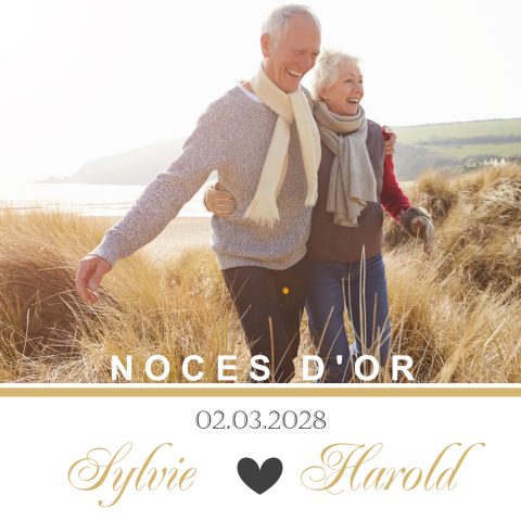 Invitation anniversaire mariage avec photo, cœurs