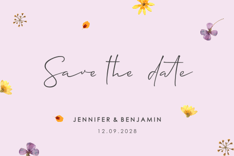 Save the date avec des fleurs pressées