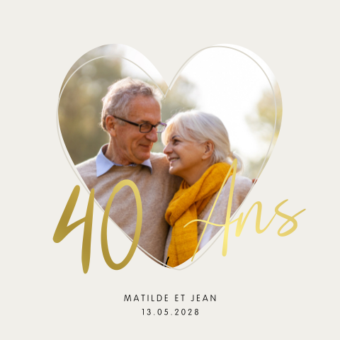 Invitation anniversaire mariage avec photo en forme de cœur