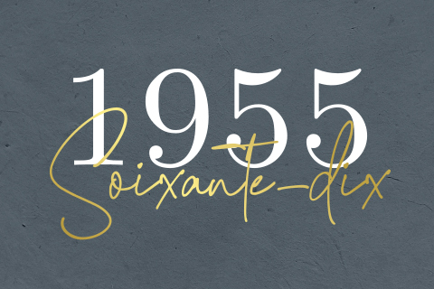 Carte d'invitation avec dorure sur fond gris pour un 70e anniversaire