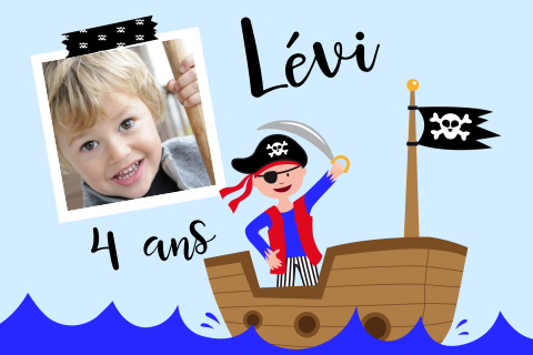 Carte d'invitation jolie avec une photo et un pirate
