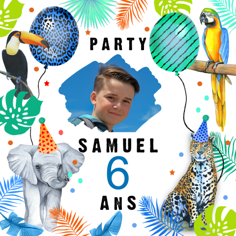 Invitation amusante pour enfants sur le thème de la jungle