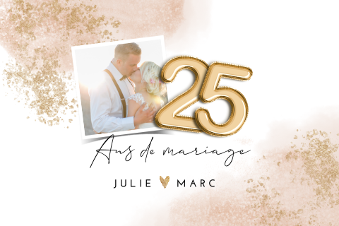 Invitation élégante noces d'argent avec photo