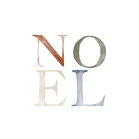 Carte de Noël chrétienne minimaliste avec lettres à l'aquarelle