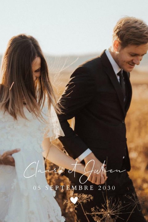 Carte de remerciement magnet photo minimaliste et romantique