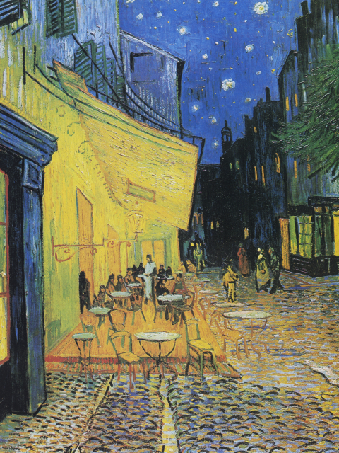 Affichez La terrasse du café le soir Vincent van Gogh