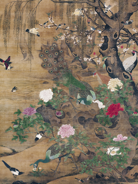 Affichez Yin Hong, les oiseaux se rassemblent sous le saule de printemps.