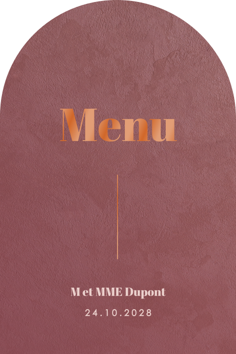 Menu en demi-arc avec un aspect velours et texte en vernis
