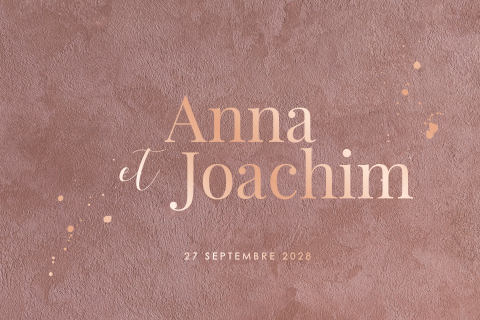 Faire-part romantique rose avec dorure rosée