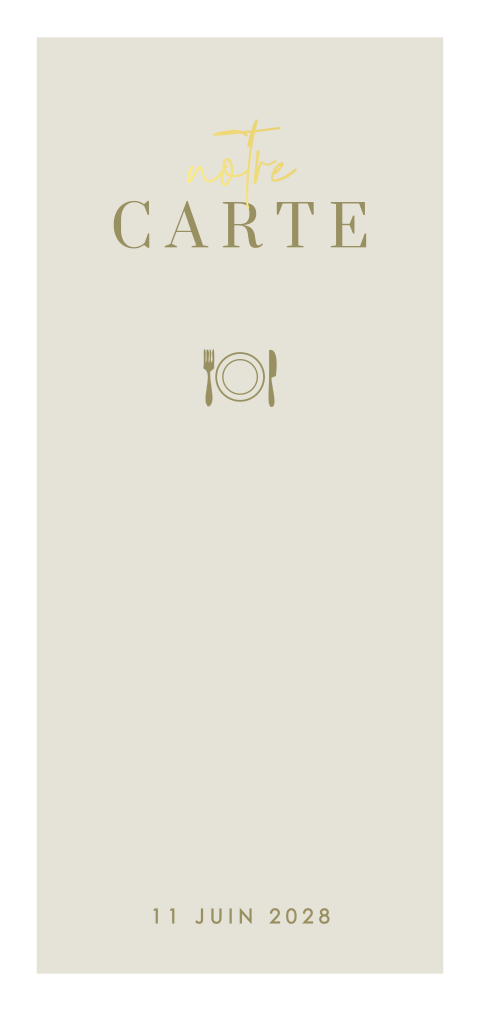 Carte de menu noble allongée avec détails dorés