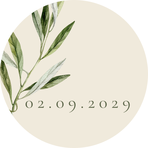 Autocollant avec fond beige et branche d'olivier - 25 pièces