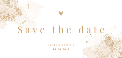 Save the date avec des détails roses et dorés