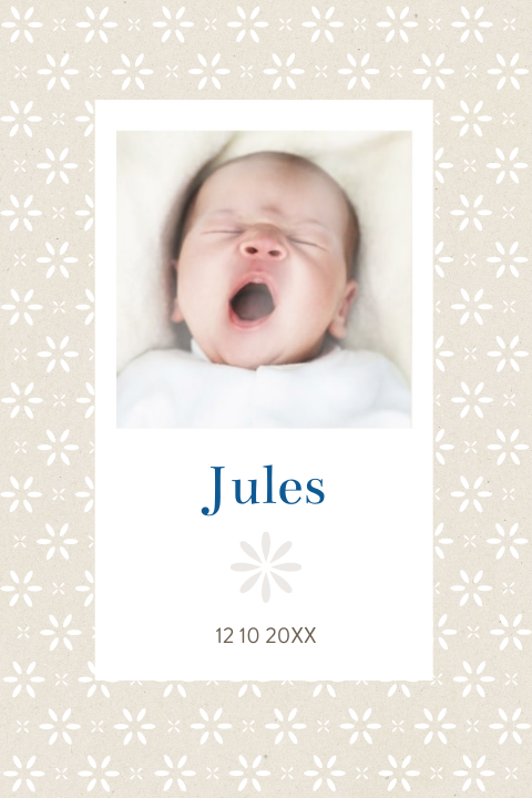 Faire-part de naissance dans des tons beiges et étoiles