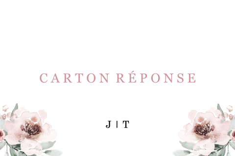 Carton réponse avec des fleurs et une écriture rose poudré