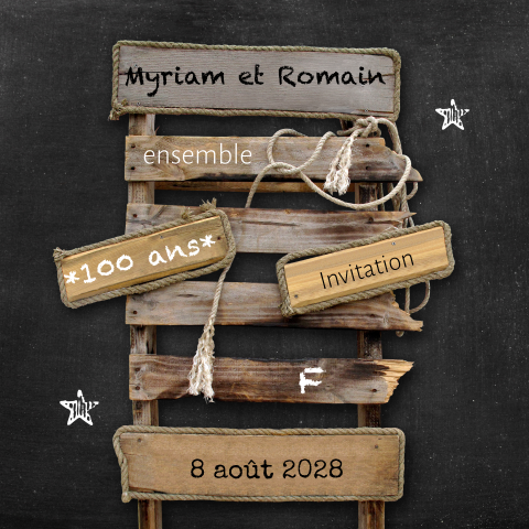 Carte d'invitation à un double anniversaire avec un panneau indicateur