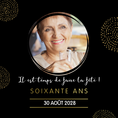 Carte d'invitation pour le 60e anniversaire avec des feux d'artifice