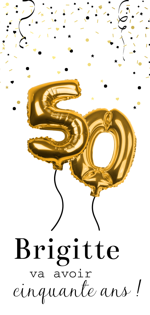 Carte d'invitation d'anniversaire avec des confettis et ballons