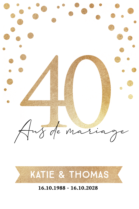 Invitation noces d'emeraude avec confettis jaune-or