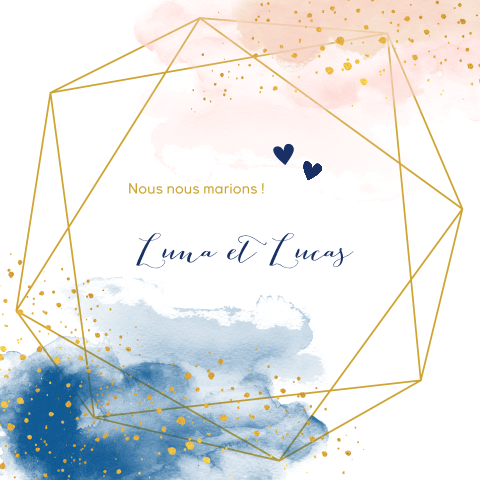 Faire-part avec motif géométrique et tons pastel