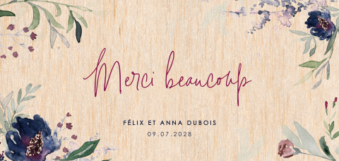 Carte de remerciement avec de fleurs aquarelles