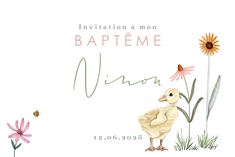 Faire-part de baptême dans un thème printanier