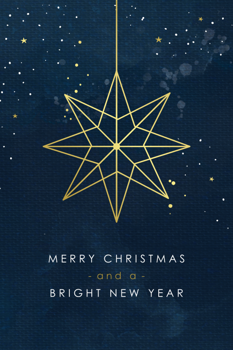 Carte de Noël élégante avec une grande étoile dorée