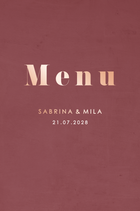 Menu moderne et élégant avec dorures rosées