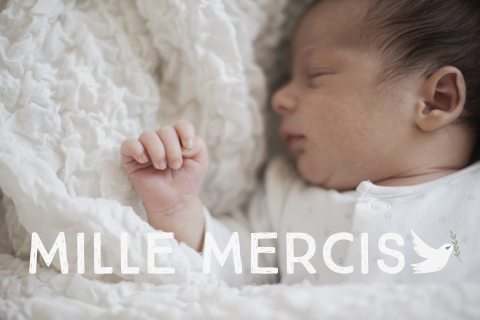 Carte de remerciement de baptême avec photo et colombe