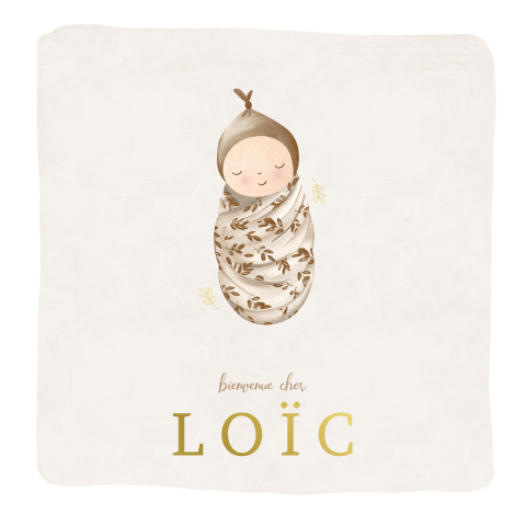 Faire-part de naissance doux avec dorures et petit bébé