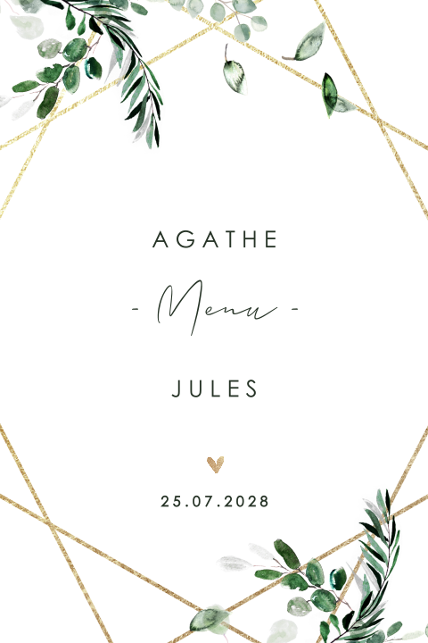 Carte de menu avec de jolies feuilles d'eucalyptus