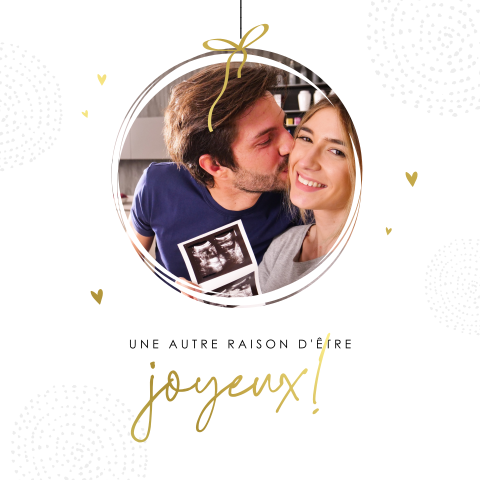 Annonce de grossesse de Noël avec photo dans une boule de Noël