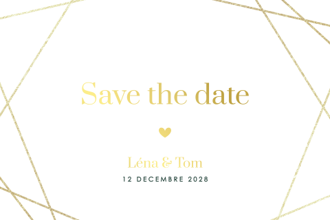 Save the date en forme géométrique avec des détails dorés