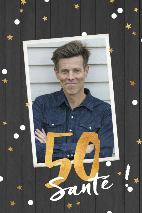 Invitation pour le 50e anniversaire avec confettis et photo