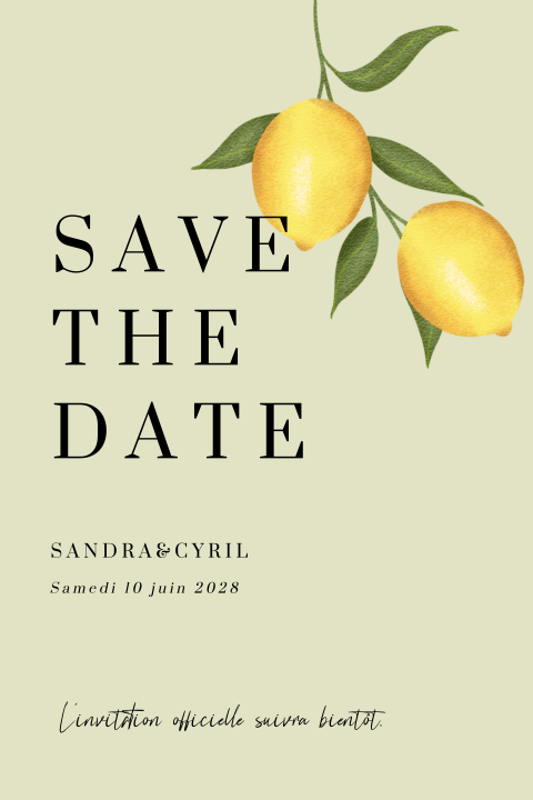Save the date estivale avec des citrons