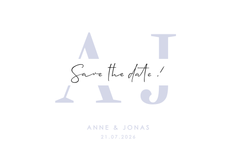 Save the date avec initiales de couleur lilas