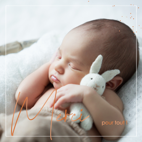 Carte photo pour remerciement naissance avec vernis