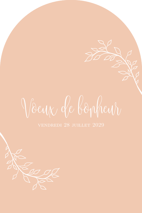 Carte de félicitations en arche avec branches sur fond rose