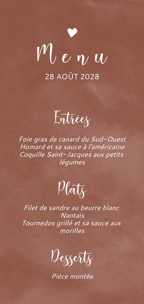 Menu avec fond rouge et des initiales