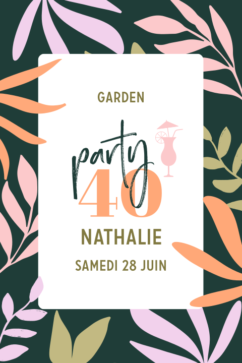 Invitation joyeuse pour les 40 ans avec des feuillages colorés