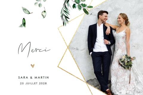 Carte de remerciement avec de jolies branches d'eucalyptus