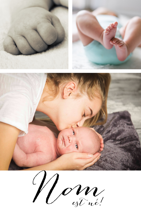 Faire-part de naissance avec photos de bébé et une écriture ludique