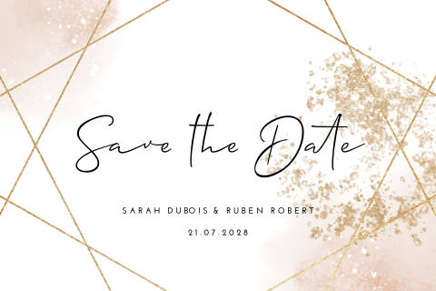 Save the date élégante avec motif géométrique et des dorures