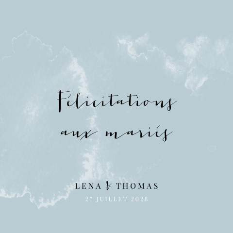 Carte de félicitations au fond bleu ciel et bouquet de fleurs