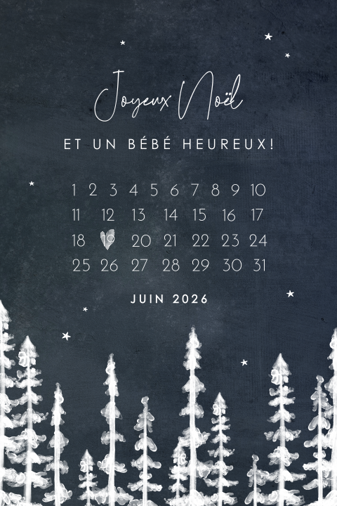 Annonce de grossesse de Noël avec calendrier